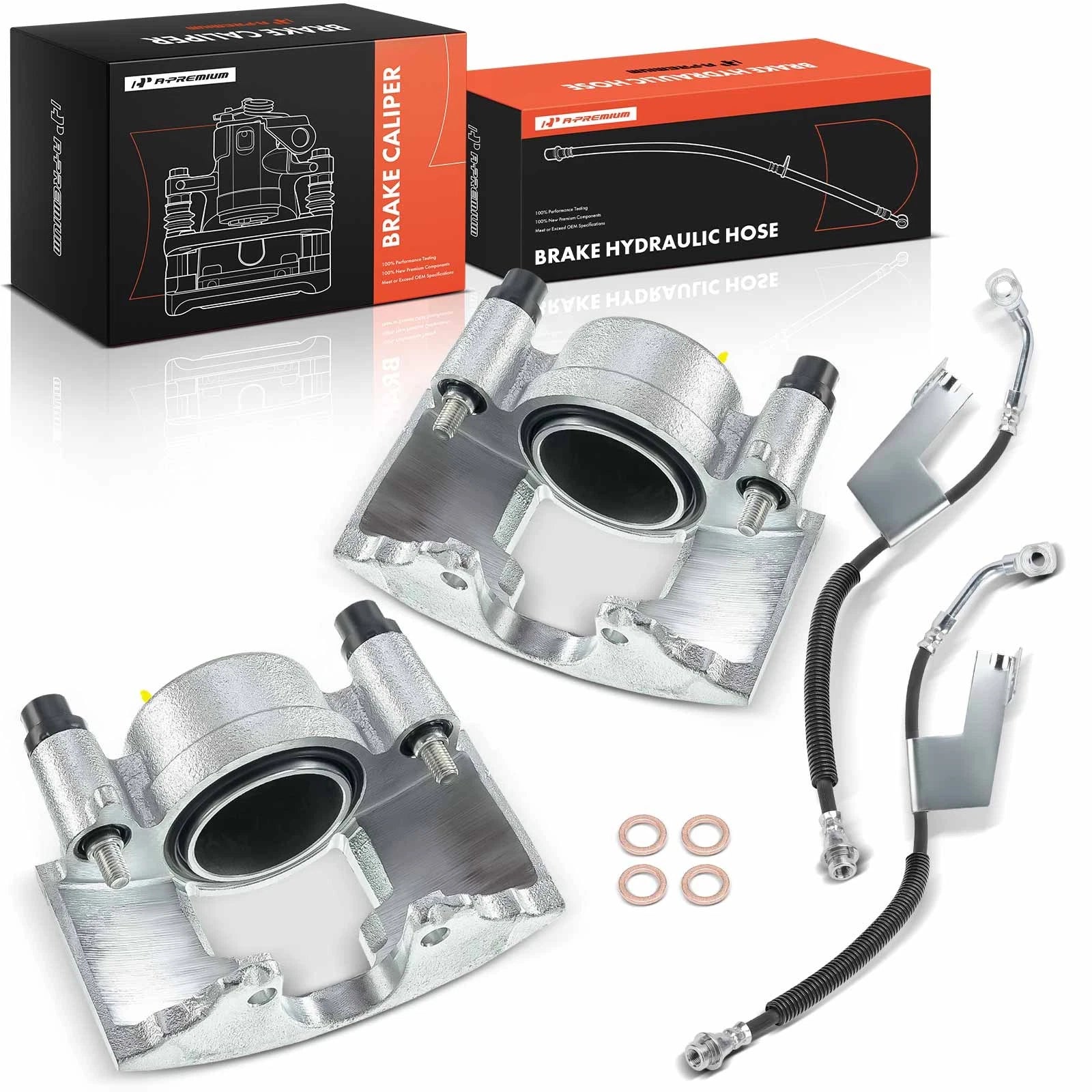 Front Brake Caliper & Hose Set for Chevy Express GMC Savana (2003–2023)