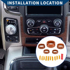 Set of 5 AC Gear Shift Headlight Media Knob Covers for Dodge RAM (2013–2017) Orange