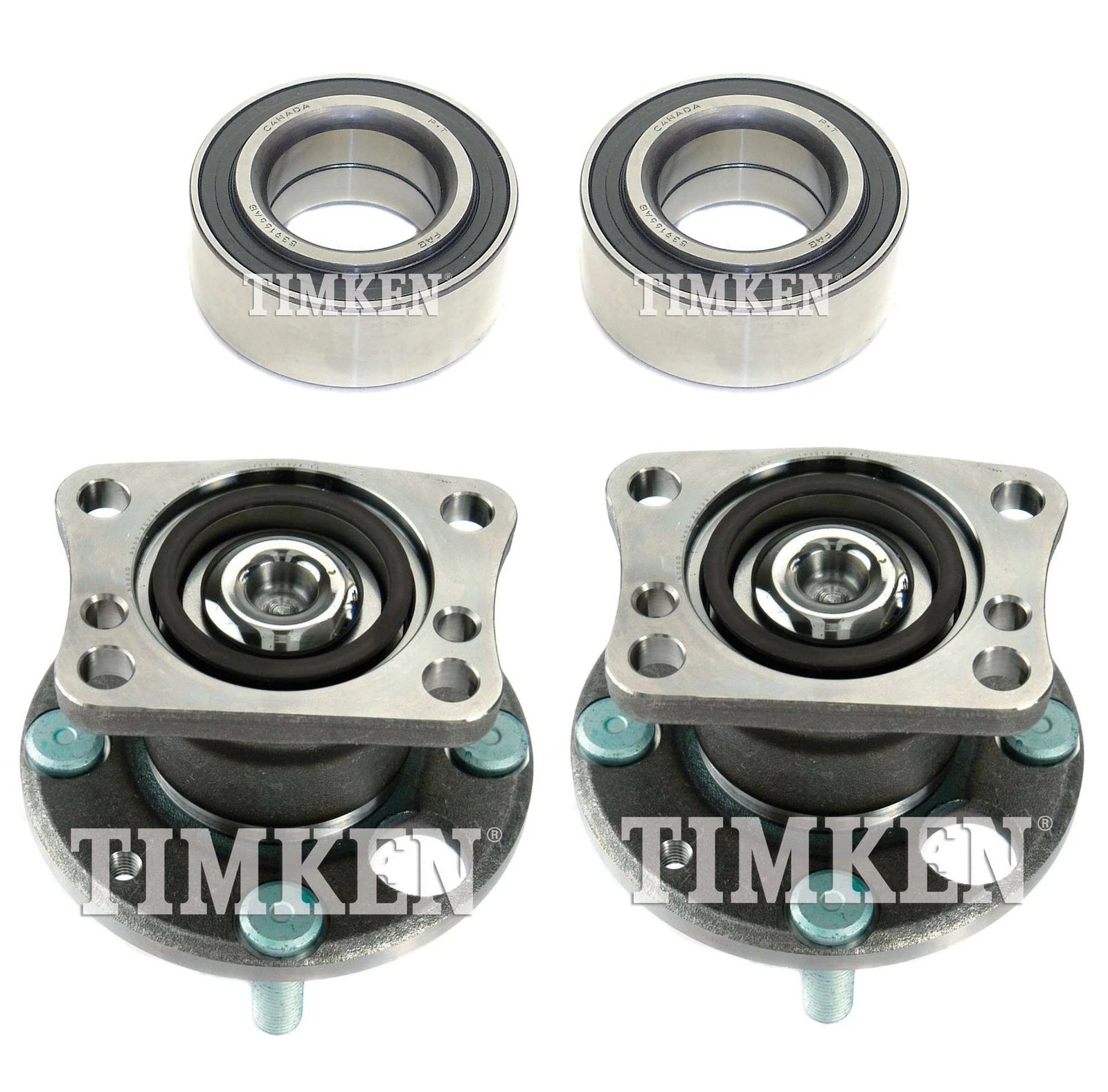 Front and Rear Wheel Bearings & Hubs Kit for Mazda 2 FWD (2011–2014)