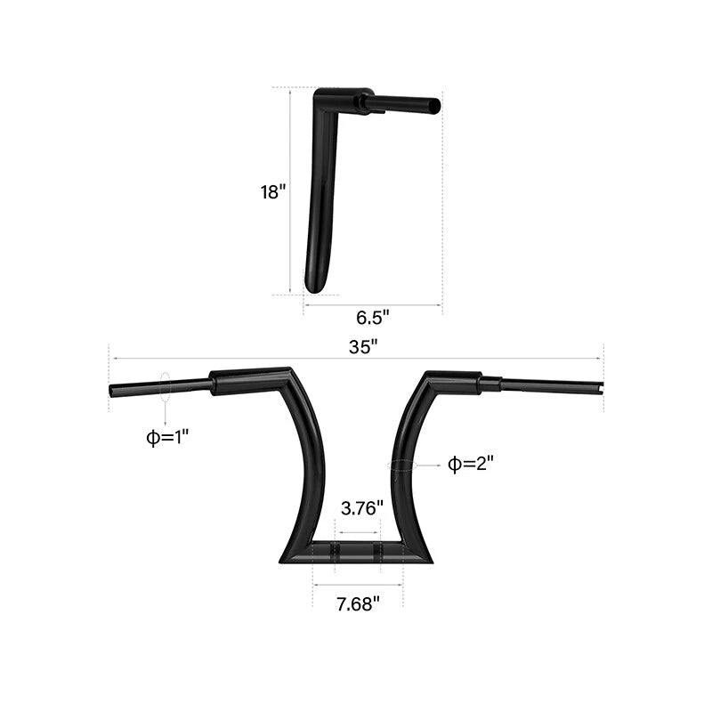 18" Rise 2" Ape Hanger Handlebar & 3.5" Riser for Harley Sportster Softail