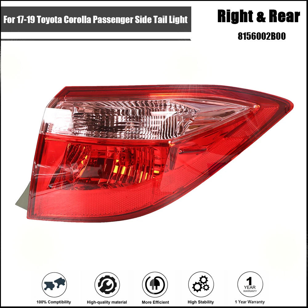 Tail Light Brake Lamp for Toyota Corolla (2017–2019) Outer Passenger Side