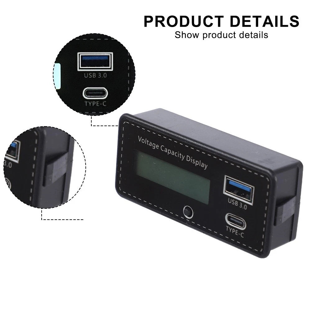 LCD Battery Monitor for Quick Setup (20 cm Power Cord)