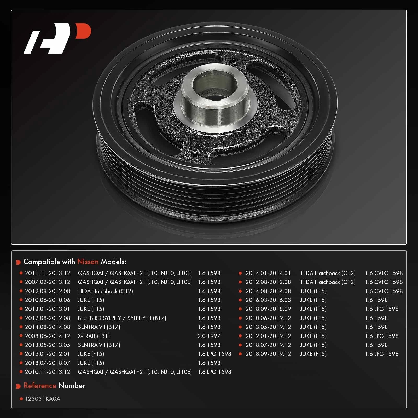 Crankshaft Pulley Harmonic Balancer for Nissan Qashqai Juke Sentra (2007–2019)