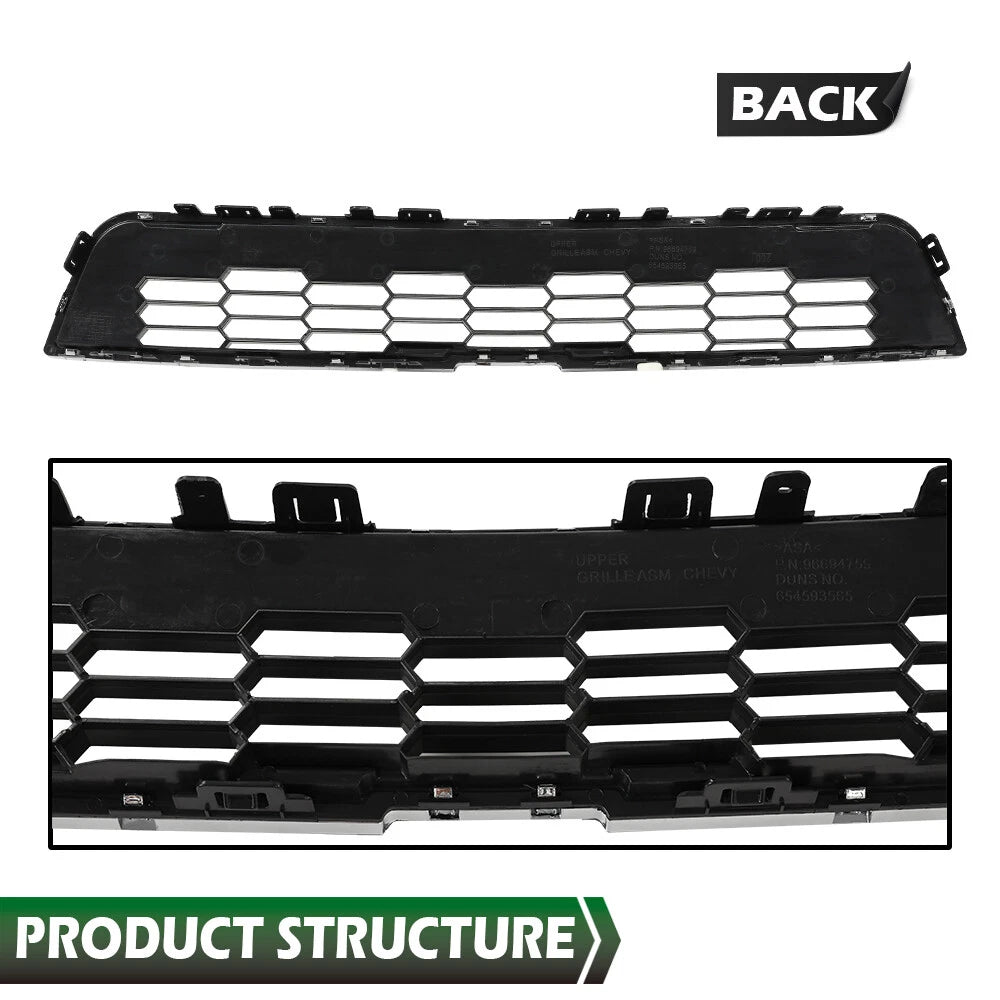 Front Bumper Upper Grille for Chevrolet Sonic (2012–2016) with Chrome Trim