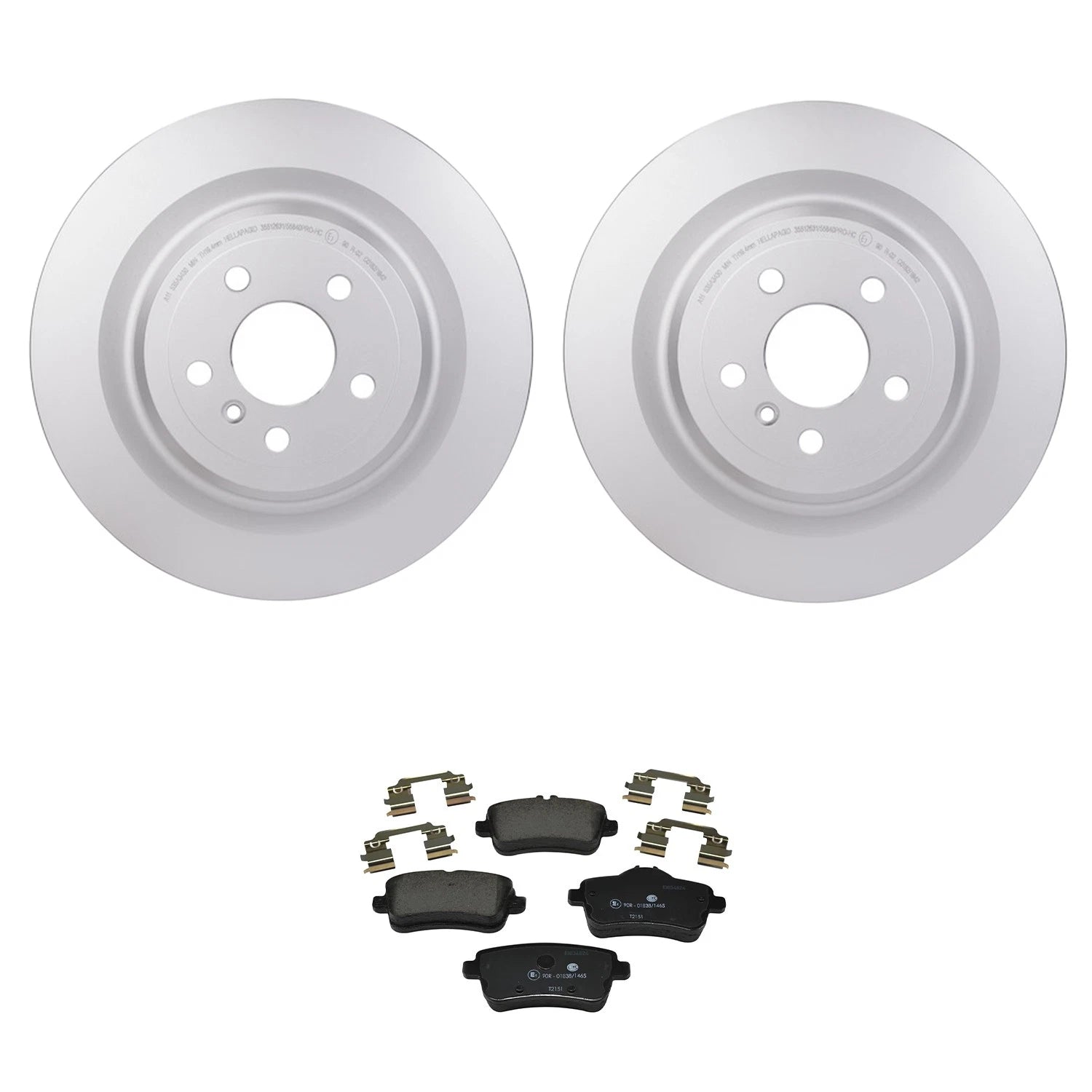 Hella Rear Vented Rotors & Low-Met Brake Pad Kit for Mercedes X166 (2013–2019)
