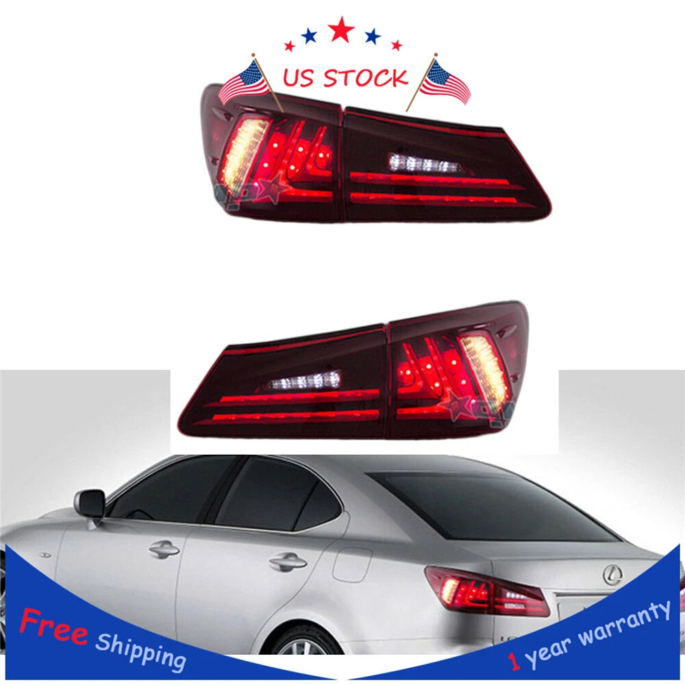 Red LED Tail Lights Pair for Lexus IS350 IS F IS250 (2006–2012)