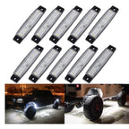 10 Pcs White LED Rock Strip Underbody Wheel Light for Offroad Truck ATV