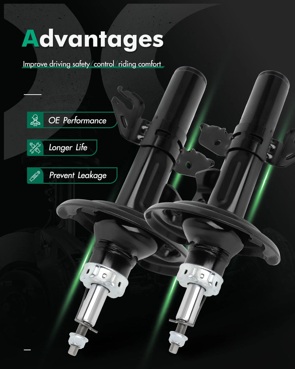 Front Pair Gas Shocks Absorbers Struts L&R for Dodge Dart (2013–2016)