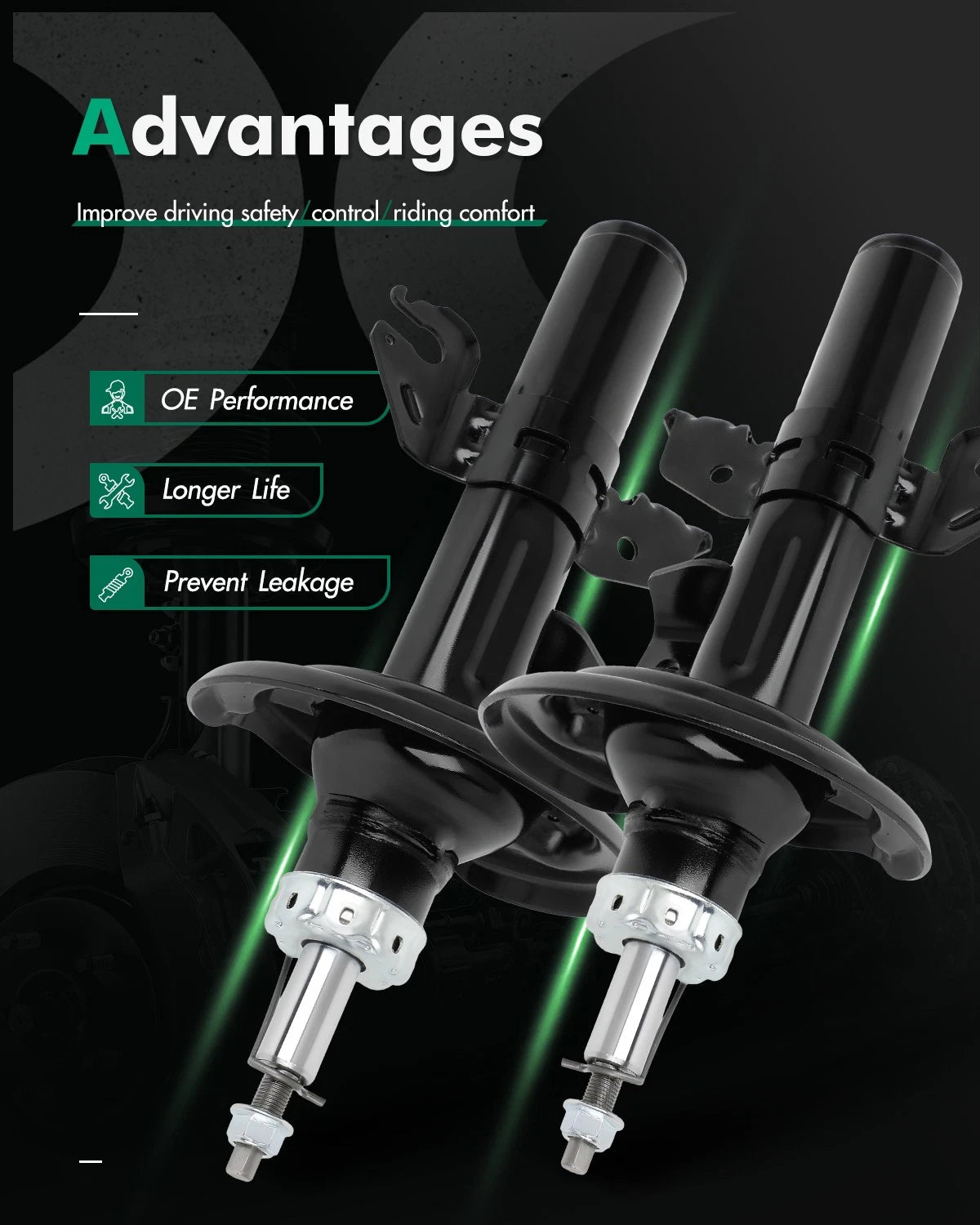 Front Pair Gas Shocks Absorbers Struts L&R for Dodge Dart (2013–2016)