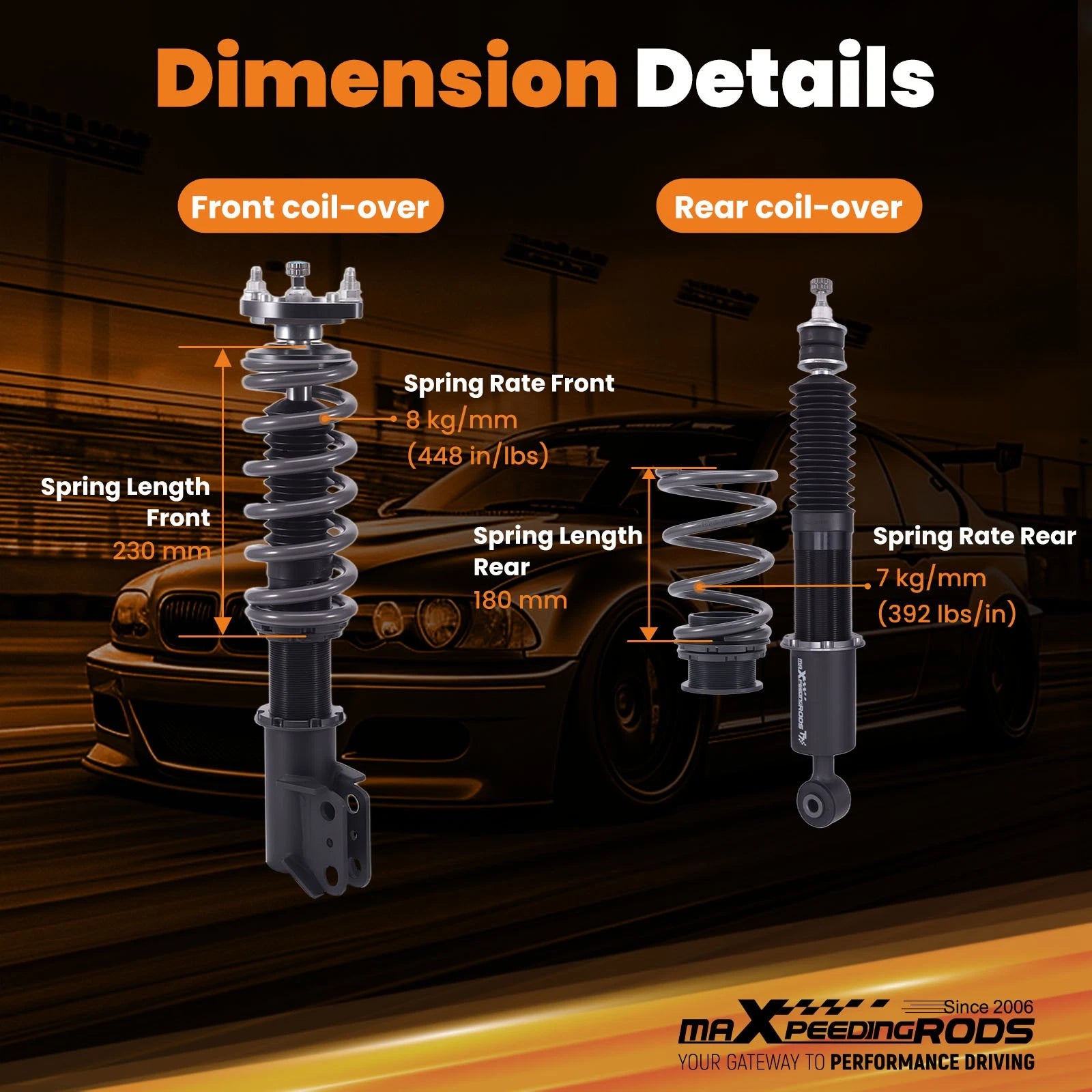 Coilovers for Ford Mustang (1994-2004) - 24 Click Damper Shocks