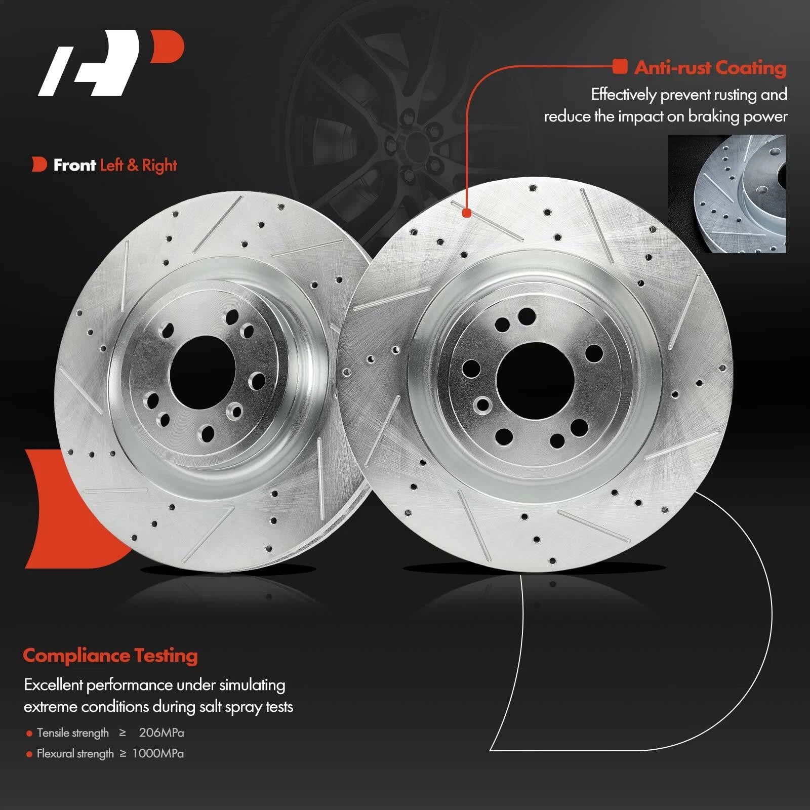 Front Side Drilled Brake Rotor for Mercedes-Benz GL350 (2010–2016)