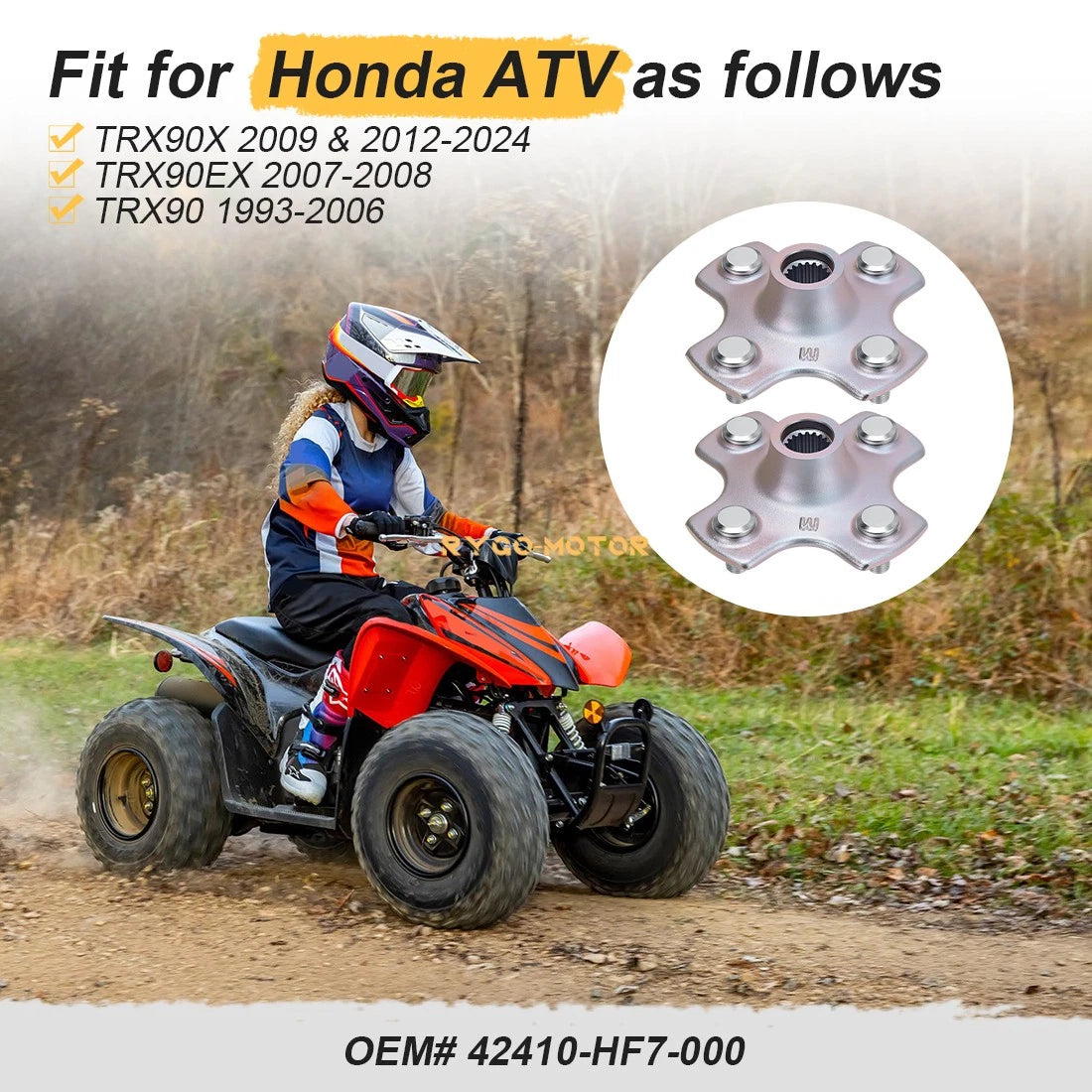2X Rear Wheel Hubs for Honda Sportrax 90 TRX90 TRX90EX (2007–2024)