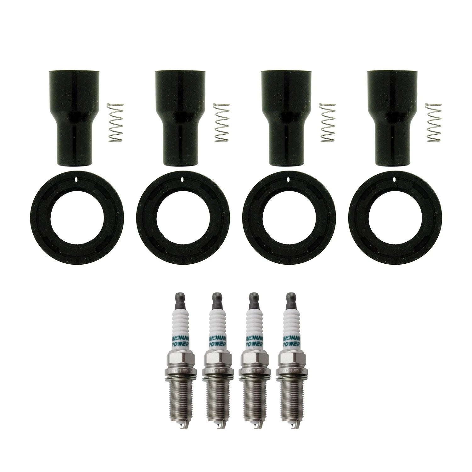 Set of 4 Denso Iridium Power Plugs & NGK Ignition Coil Boots for Scion tC (2005–2010)