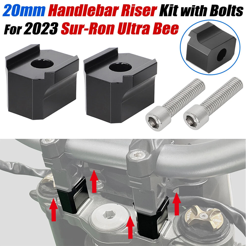 20mm Bar Risers for Surron Ultra Bee (2023) - Aluminum Handlebar Riser Kit