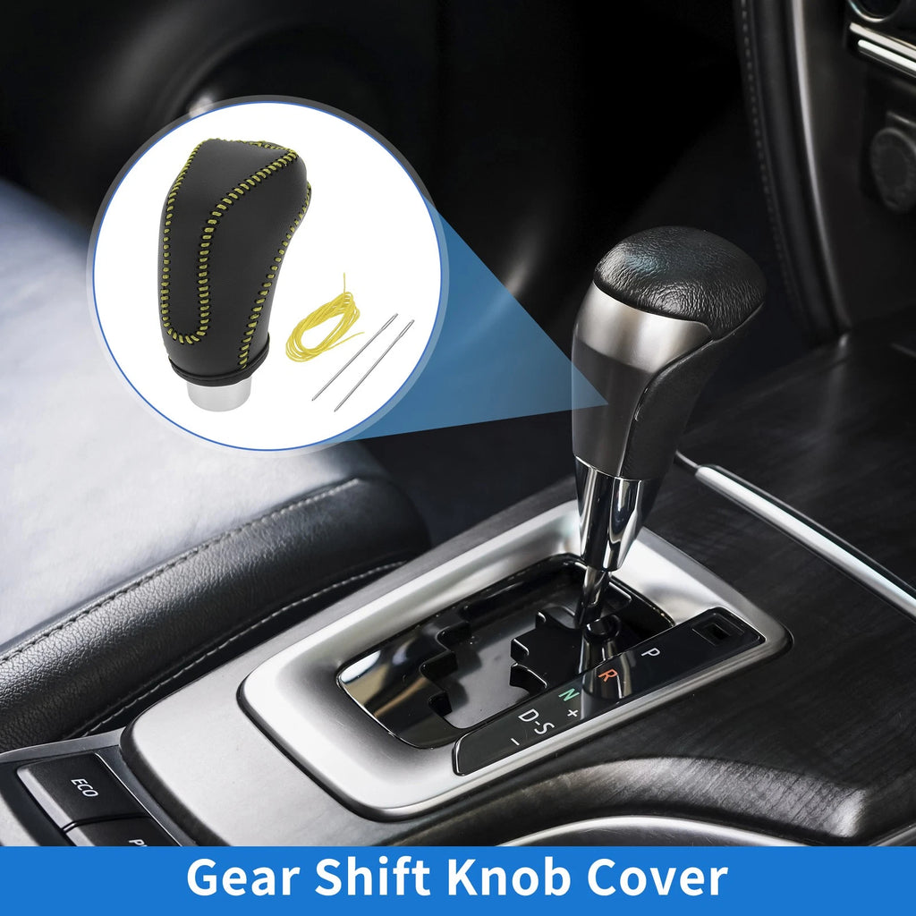 Gear Shift Knob Cover for Subaru Impreza (2017–2023) Black Yellow Faux Leather