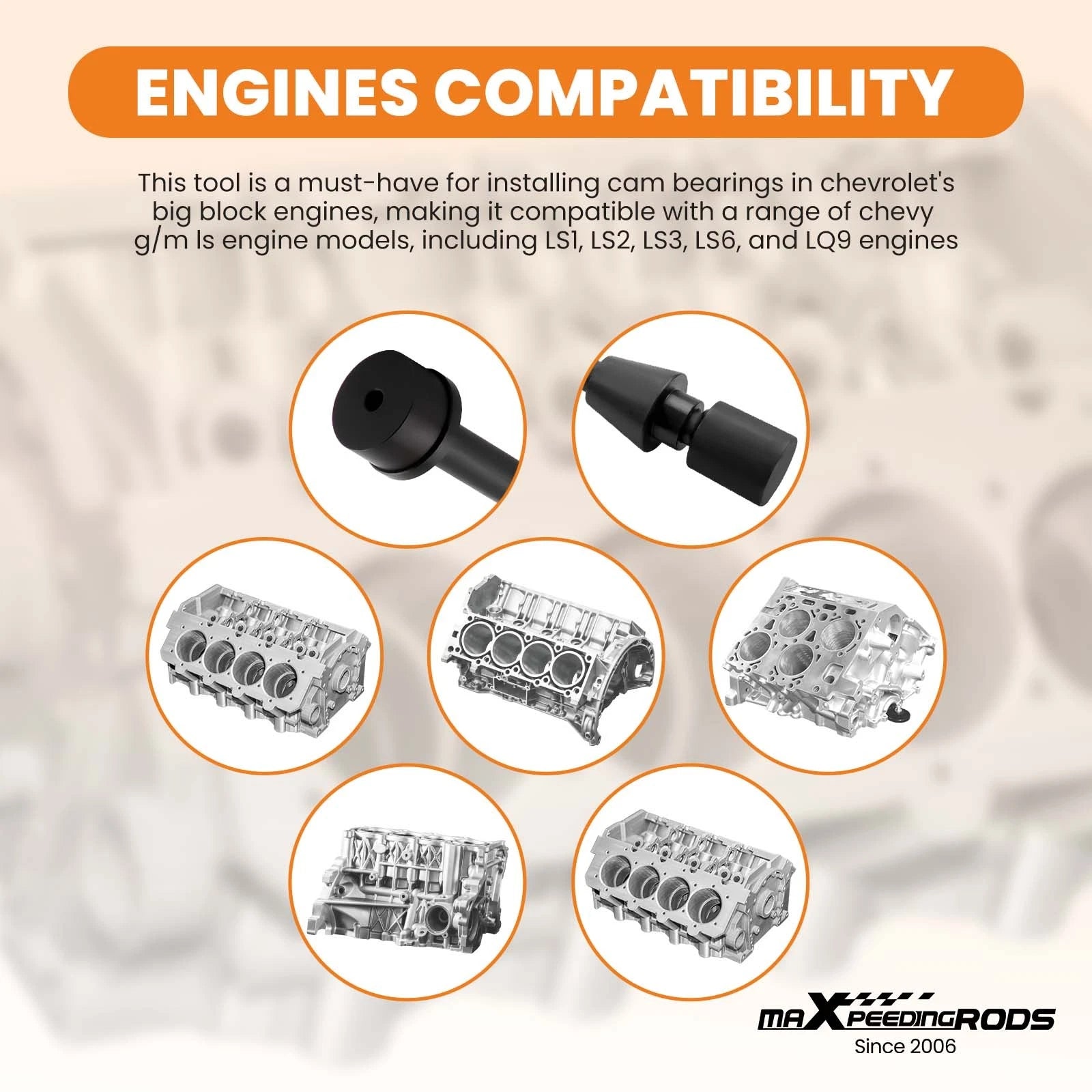 Engine Cam Bearing Tool for LS1 LS2 LQ9 LS3 LS6 (2000–2023)