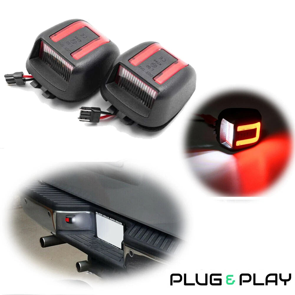 2X Red Tube White LED License Plate Lamp for Nissan Frontier Armada Xterra Titan