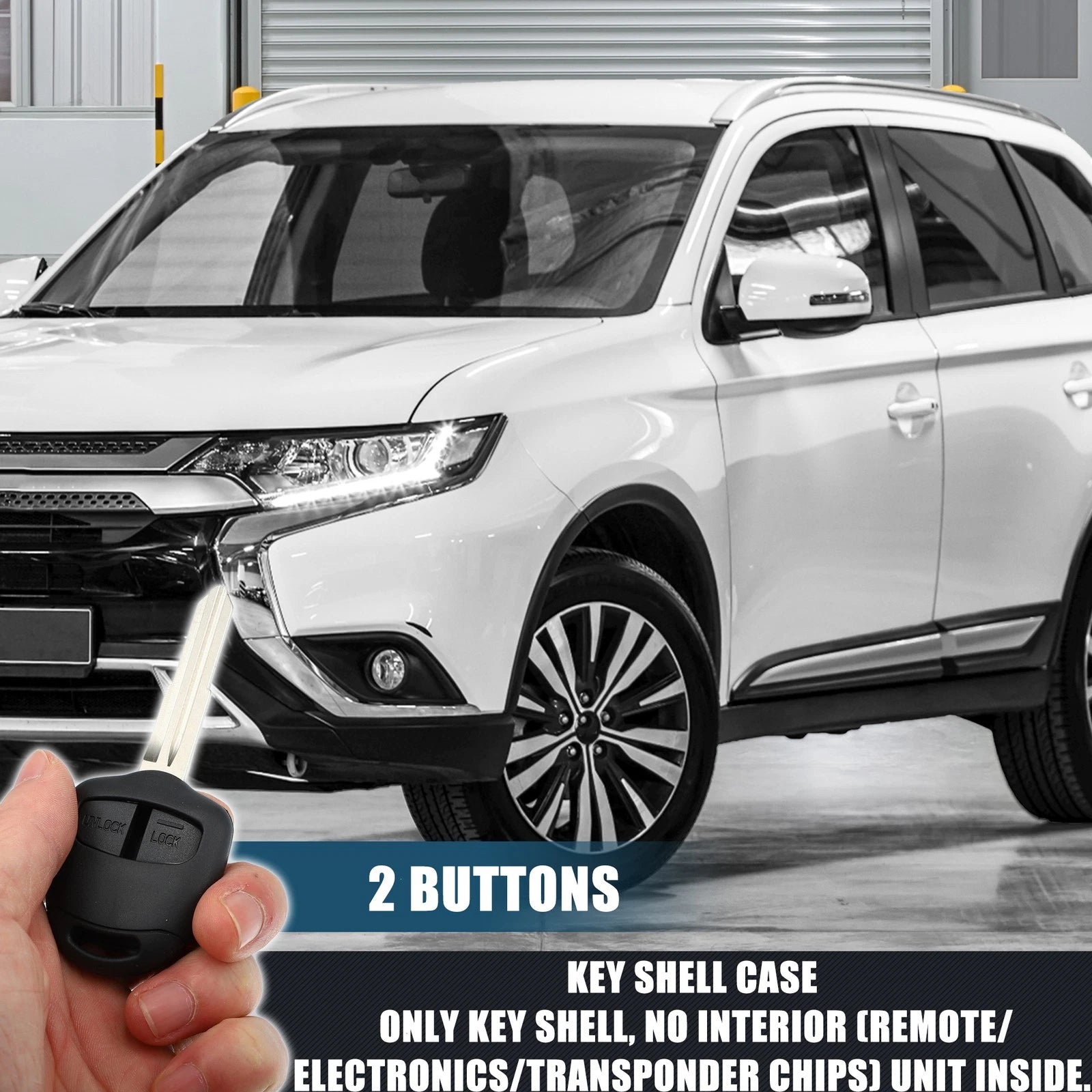 2 Button Keyless Entry Remote Key Shell Cover for Mitsubishi (No Chip)