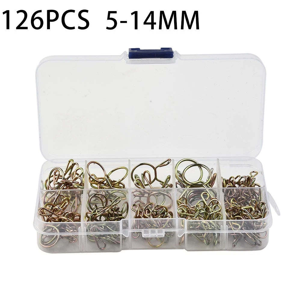 126Pcs Fuel Line Hose Tubing Spring Clips Clamps Assortment Kit for Motorcycle