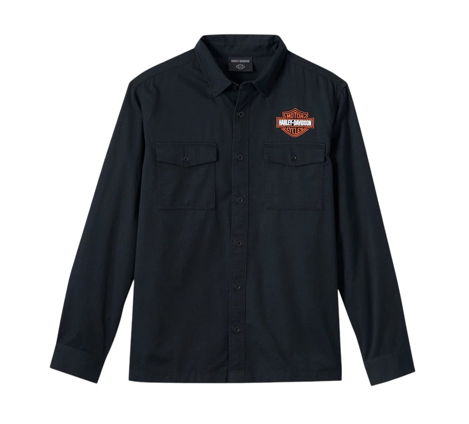 Men's Bar & Shield Long Sleeve Shirt for Harley-Davidson (2XL) - Black