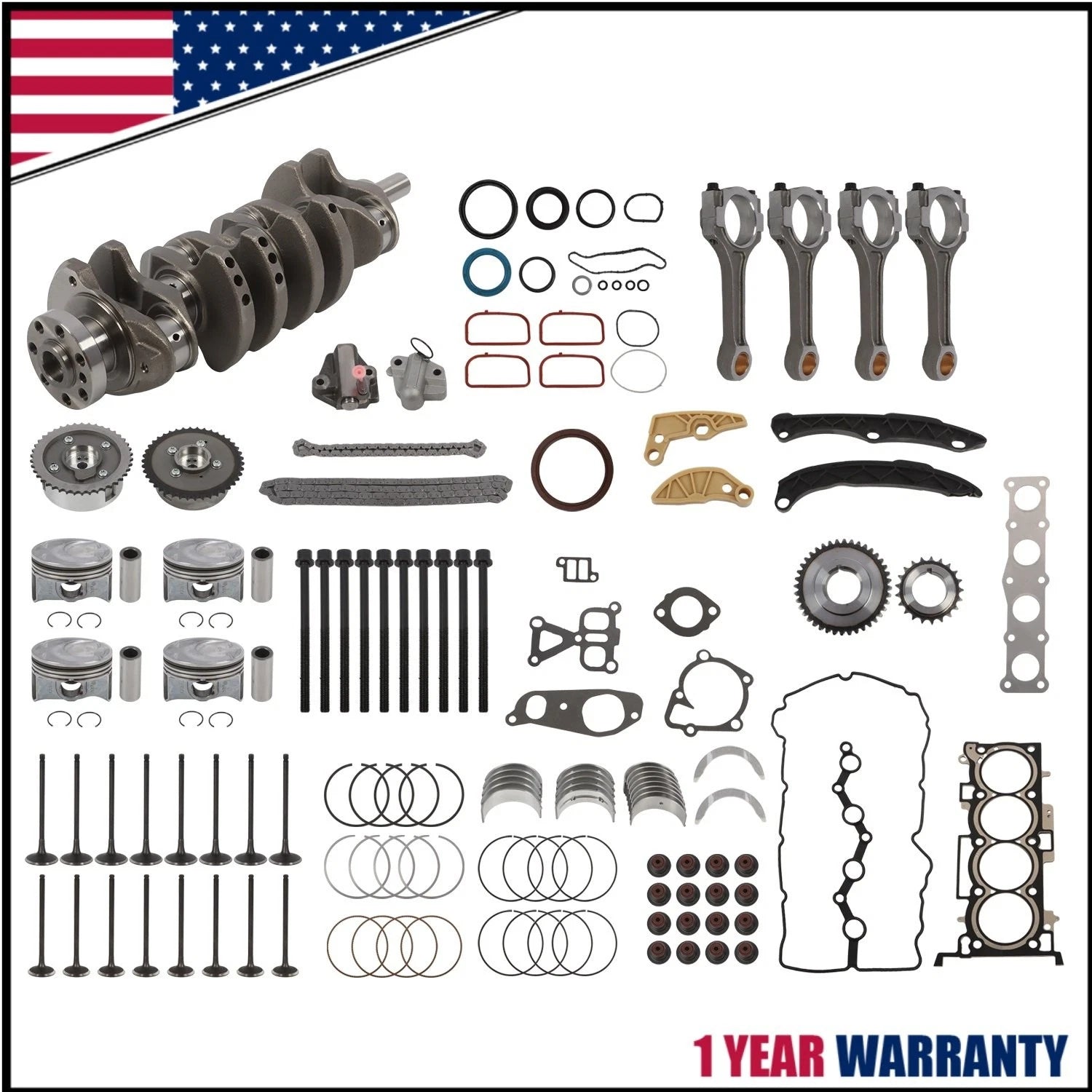 Engine Rebuild Kit w/ Crankshaft & ConRod & Timing Kit for Hyundai KIA 2.0T (G4KH)