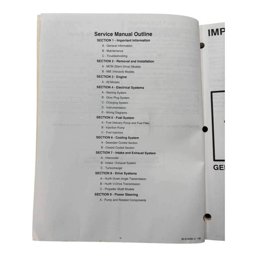 Service Manual #12 for MerCruiser In-Line Diesel Engines (1996)