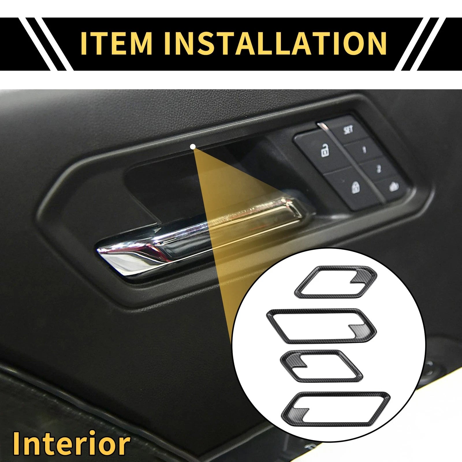 Interior Door Handle Bezel Cover for Chevy Colorado (2023–2024) Carbon Fiber