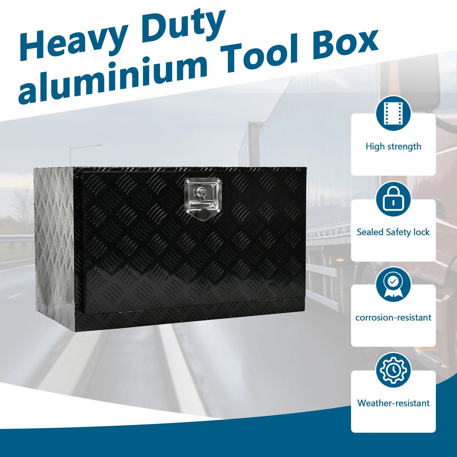 30" x 17" x 18" Black Aluminum Tool Box for Pickup Truck (Fits )