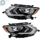 Set of 2 Headlights for Nissan Rogue (2017–2019) Chrome Housing Clear
