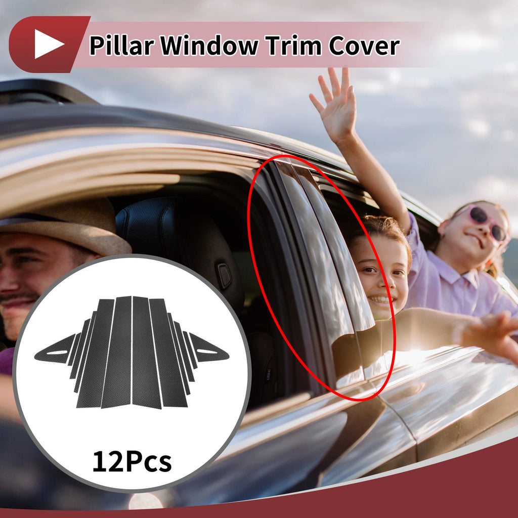 12 Pcs Door Pillar Window Trim for Toyota Corolla Hatchback (2019–2024) Carbon Fiber