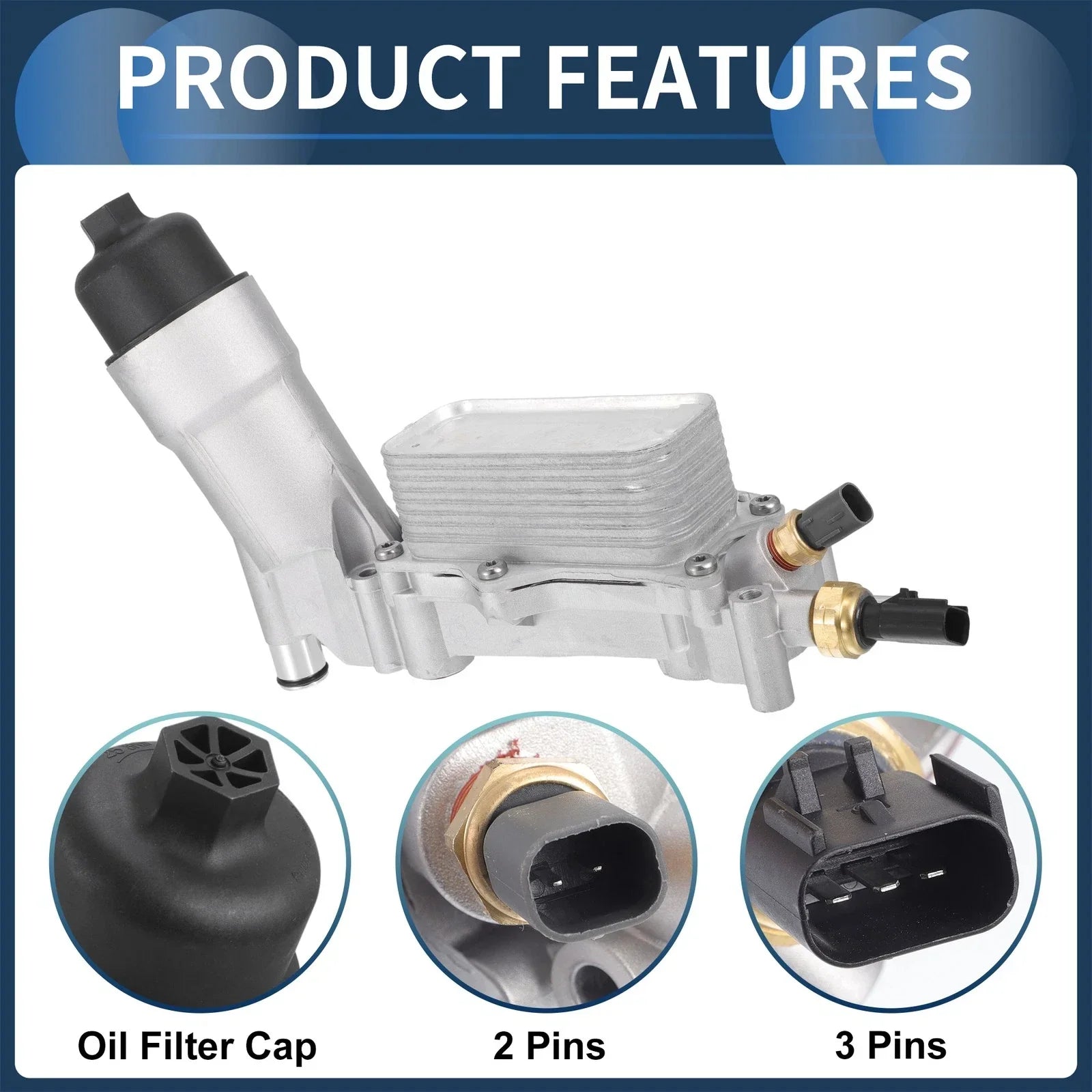 Engine Oil Cooler Filter Housing Set with Gaskets for Chrysler 200 (2011-2014)