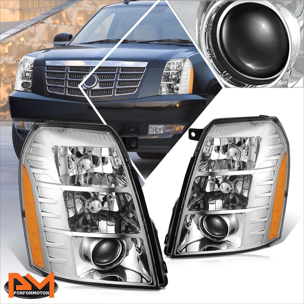 HID Projector Headlights Chrome Housing for Cadillac Escalade ESV EXT (2007–2014)