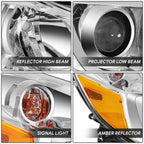 Chrome Housing Amber Side Projector Headlight for Subaru Outback/Legacy (2010–2014)