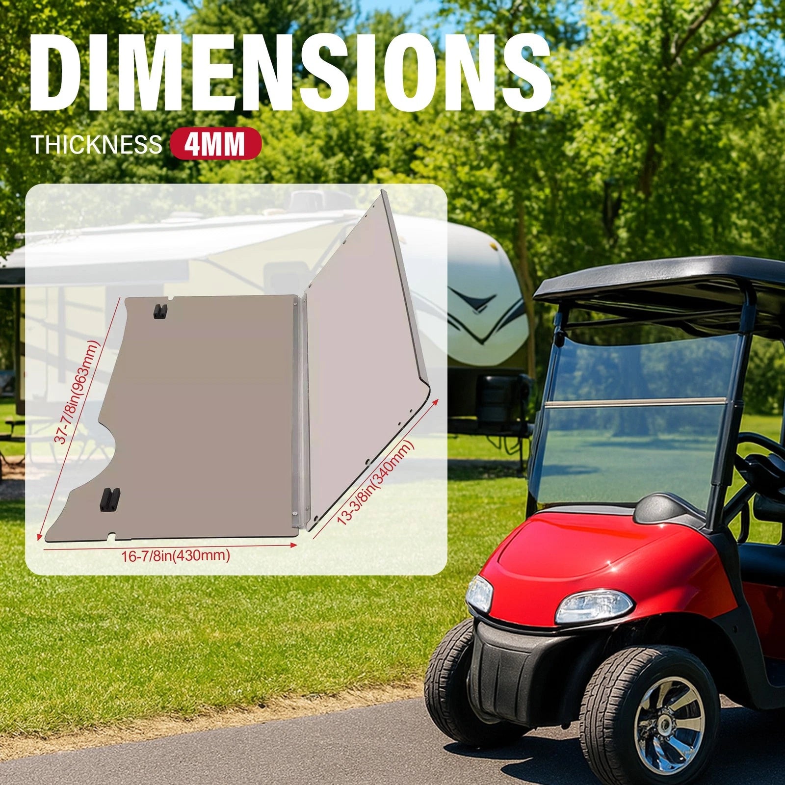 Smoke Tinted Folding Windshield for EZGO RXV Golf Cart (2008-Present)
