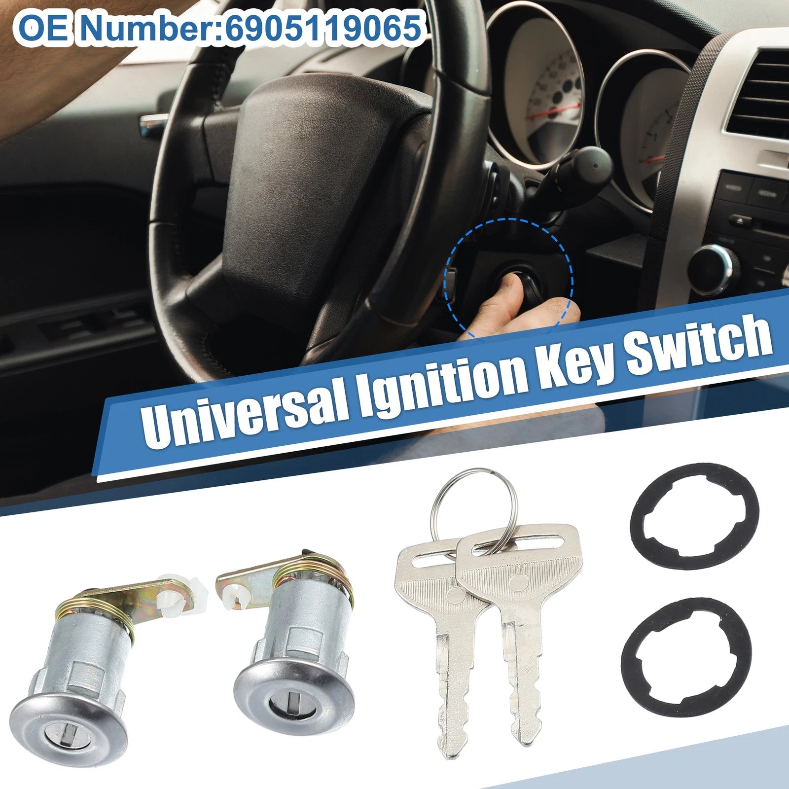 Set of 1 Ignition Switch Cylinder with Key for Toyota Land Cruiser (No. 6905119065)