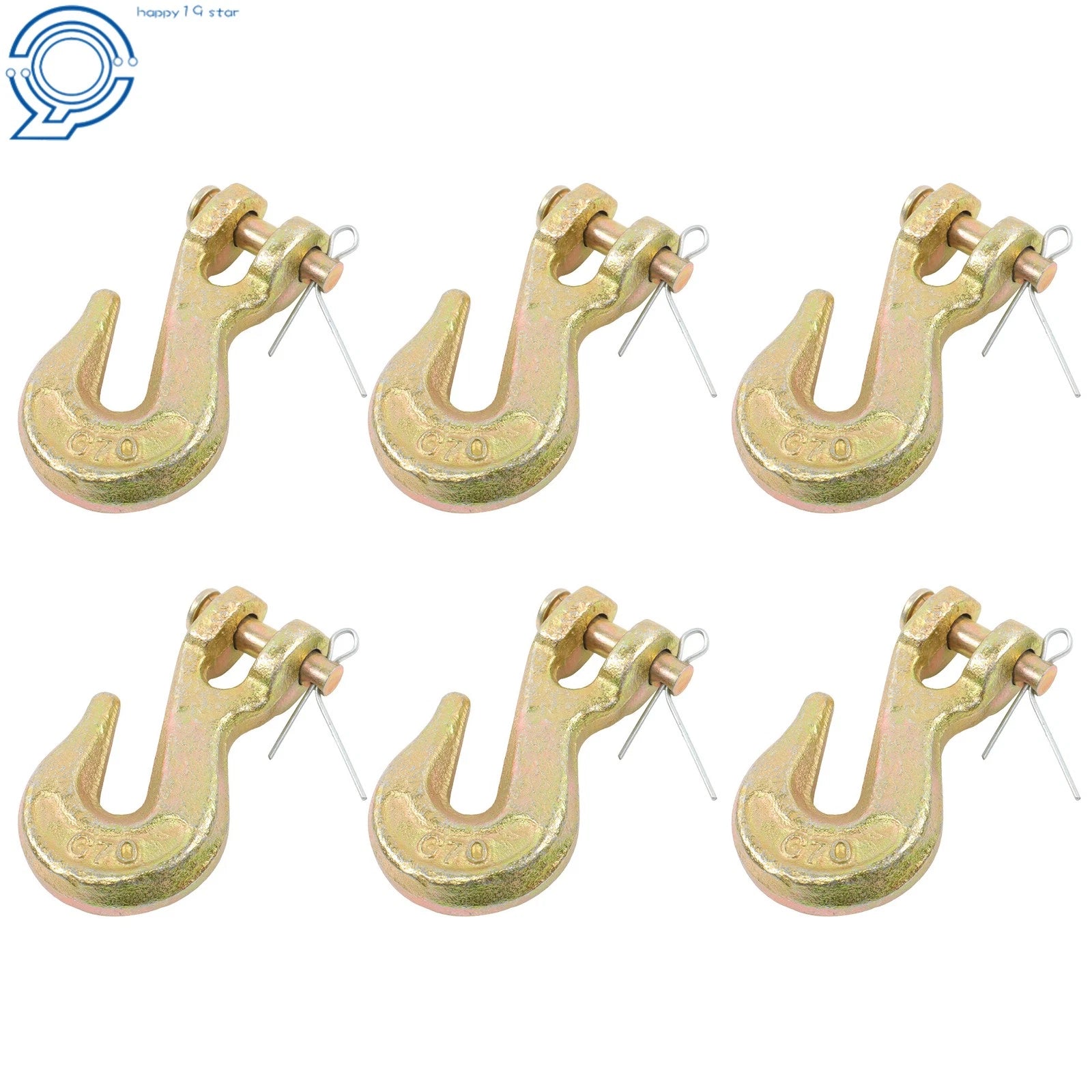 Set of 6 Clevis Grab Hooks for G70 Chain (3600 LBS Load Limit)