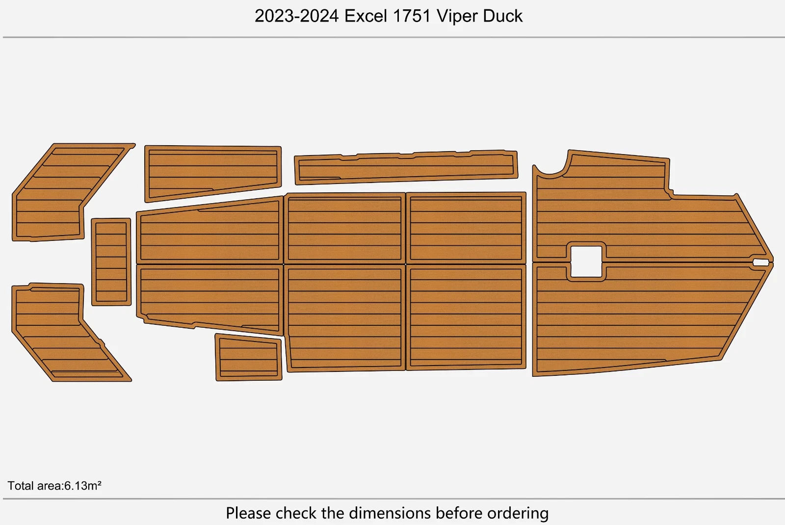 EVA Foam Faux Teak Deck Flooring for Excel 1751 Viper (2023–2024)