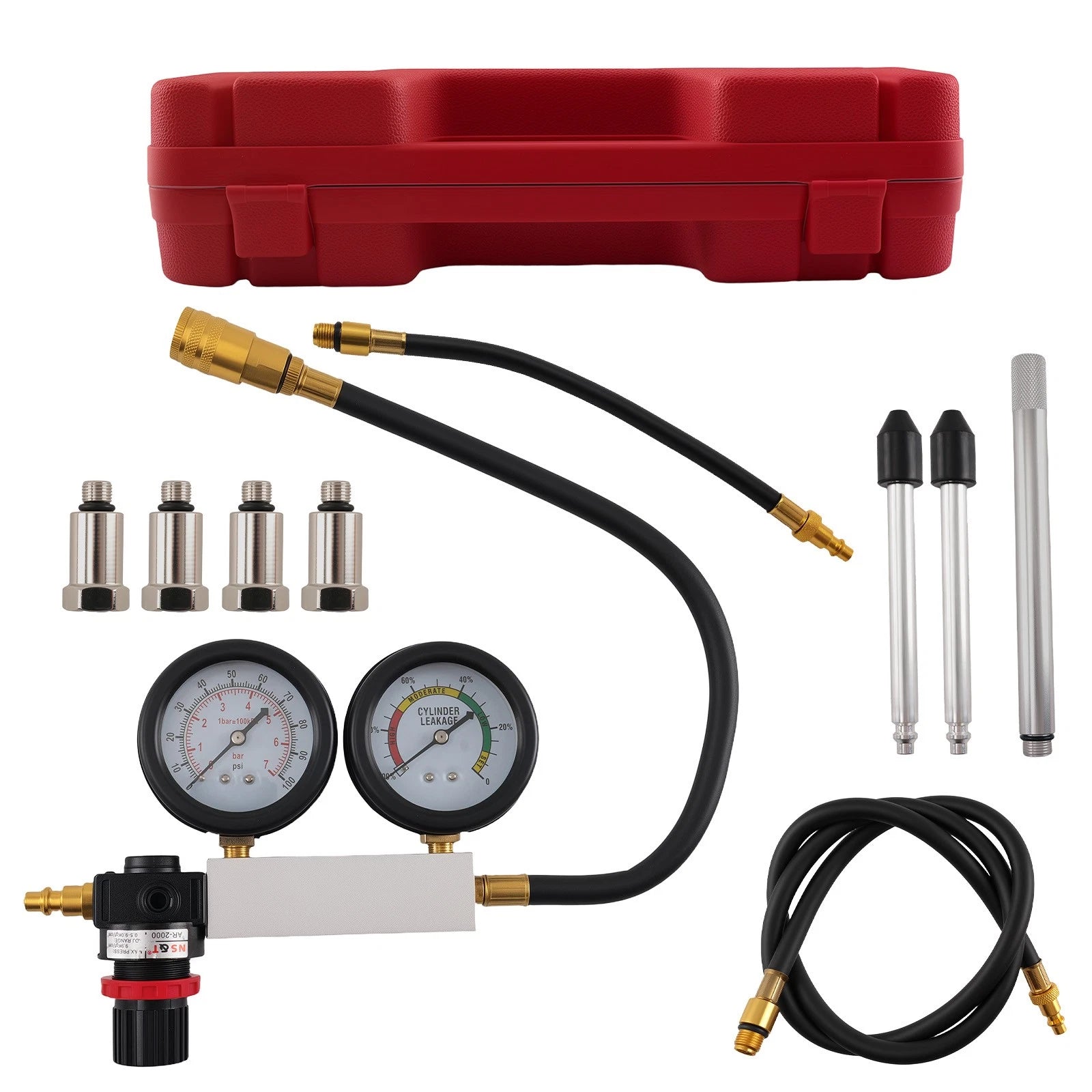 Cylinder Leak Down Tester Kit for Automotive Use (Double Gauge)