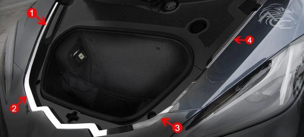 Front Nose Cap Polished Stainless Steel 4pc for Chevrolet Corvette C8 (2020–2021)
