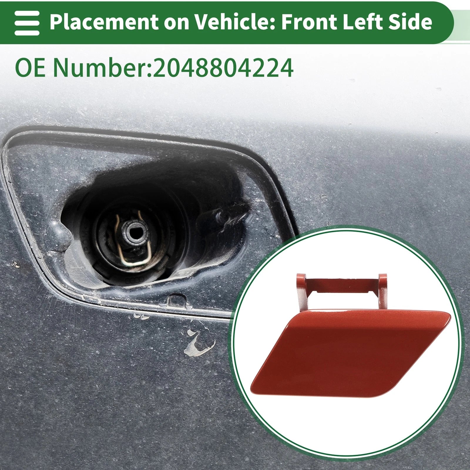 Front Left Headlight Washer Nozzle Cover Cap for Mercedes-Benz (Red)