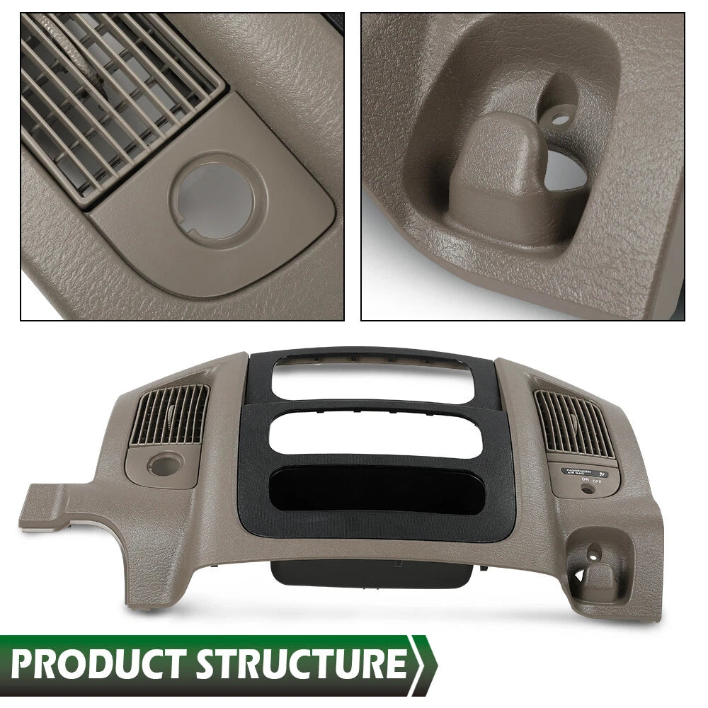 Dash Radio Bezel Climate Trim Panel Vent for Dodge Ram 1500-3500 (2002–2005)