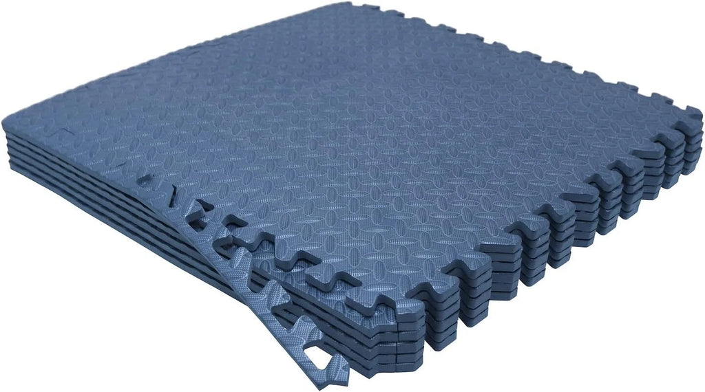 Set of 6 Blue EVA Foam Interlocking Exercise Mats for Gym Fitness Yoga