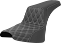 SADDLEMEN Step-Up Seat for Harley FXST/FXBB (2018–2025) - Lattice Stitch, White Stitch