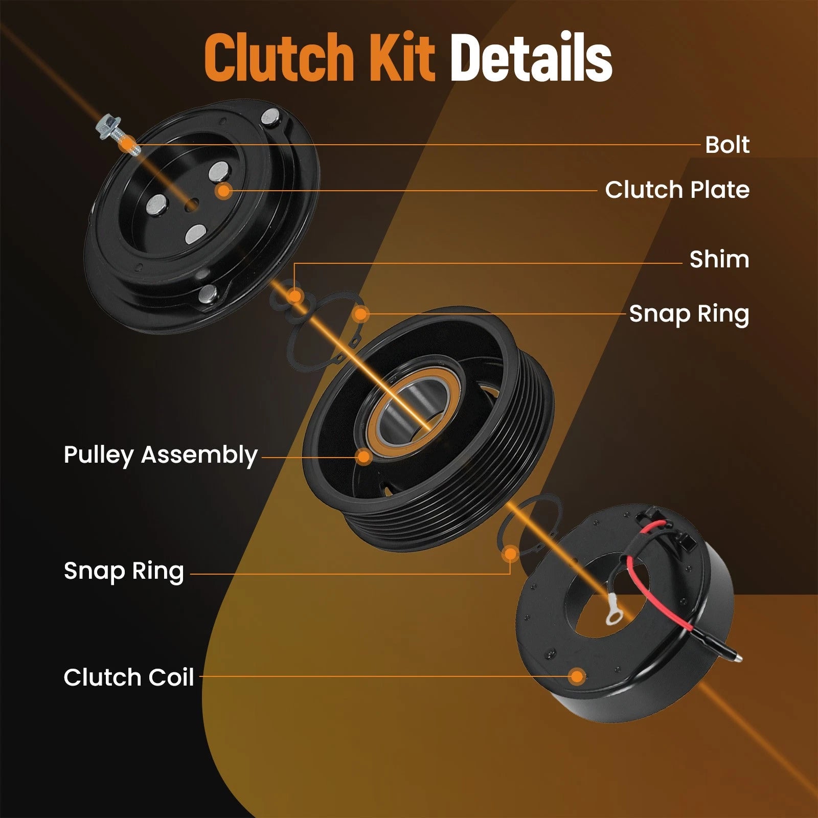 7 Groove AC Compressor Clutch Kit for Toyota Tacoma (2005–2015)