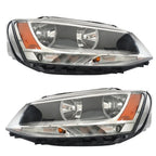 Pair of Headlights for Volkswagen Jetta (2011–2018) Halogen Black