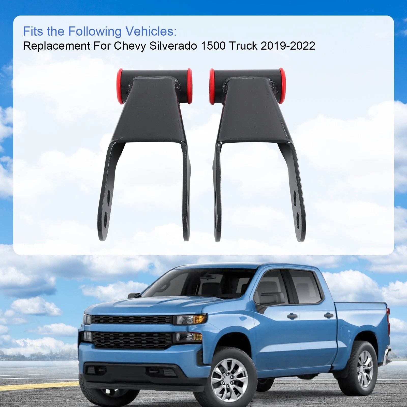 2" Rear Drop Lowering Shackle Kit for Chevy Silverado GMC Sierra 1500 (2019–2024)