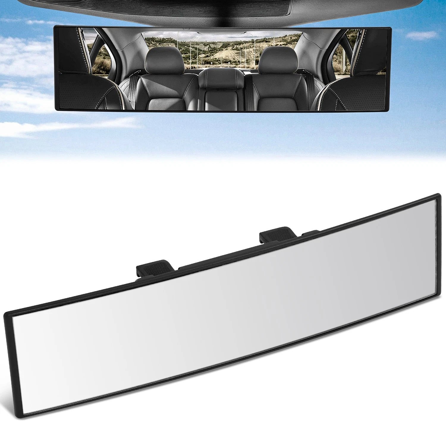 Universal 11" Convex Panoramic Wide Angle Rear View Mirror Glass