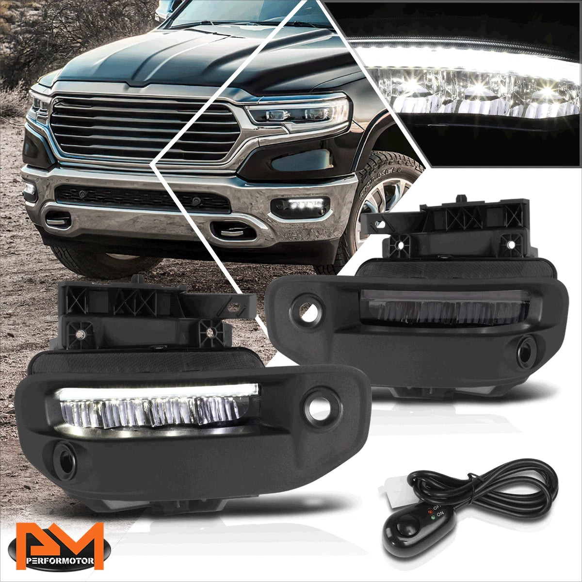 Smoked Lens LED DRL Bar Fog Light Lamp for Ram 1500 (2019–2024)