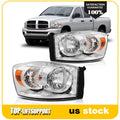 2Pcs Pair Headlights for Dodge Ram 1500 2500 3500 (2006–2009) Chrome Housing