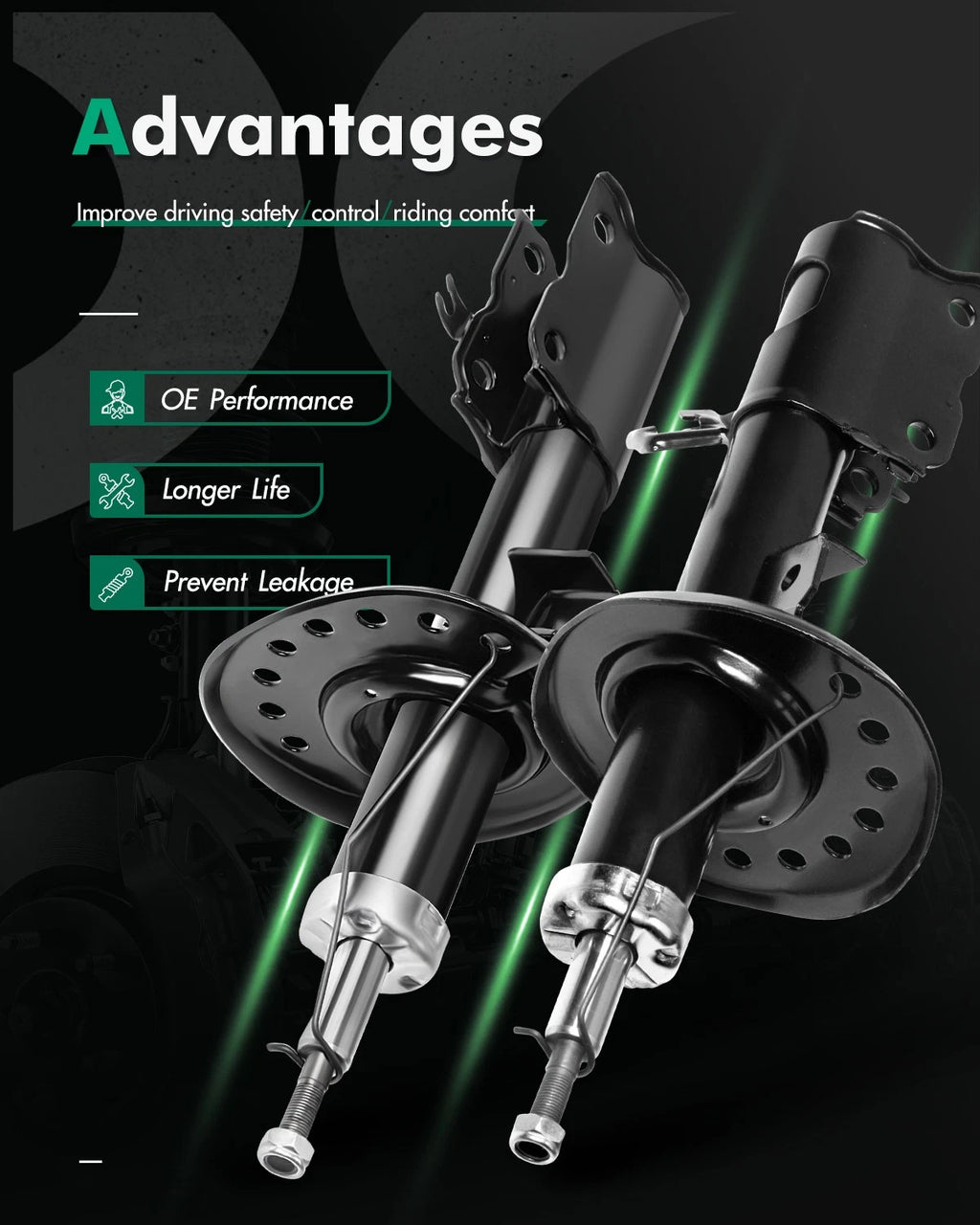 Front Pair Shocks for Nissan Rogue 2.5L (2008–2012)